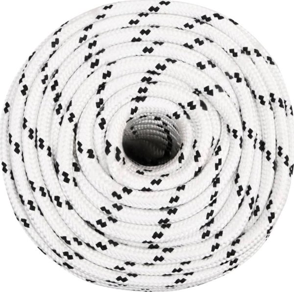 vidaXL Πλεγμένο ναυτικό σχοινί λευκό 14 mm x 100 m από πολυεστέρα