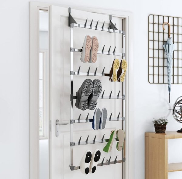 vidaXL WIESZAK NA BUTY SREBRNY 66X13X139CM