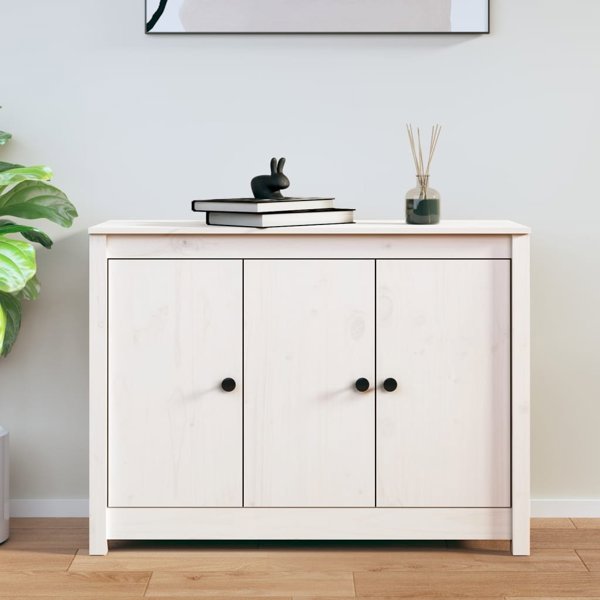 vidaXL Ντουλάπι, λευκό, 100x35x74 εκ, μασίφ πεύκο