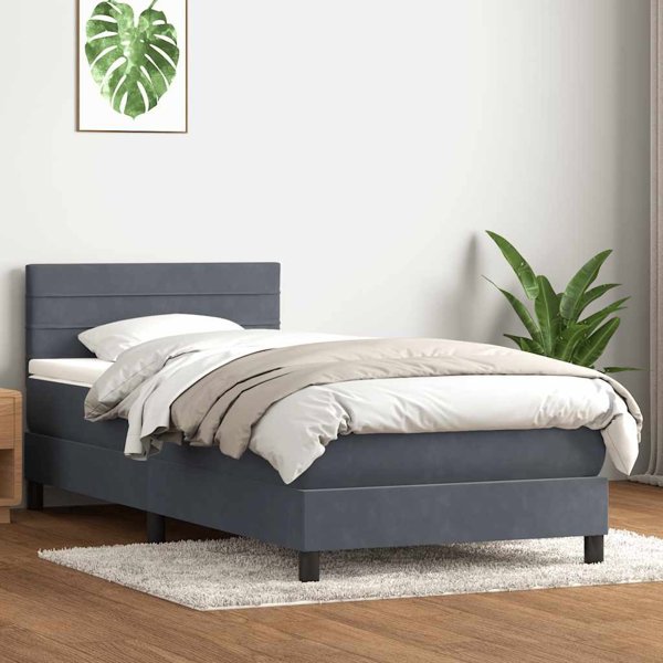 vidaXL Krebati Continental me Stroma, Skouro Gkri Veloudo, 80x210 cm