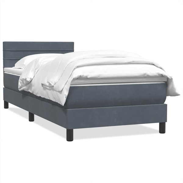 vidaXL Krebati Continental me Stroma, Skouro Gkri Veloudo, 80x210 cm