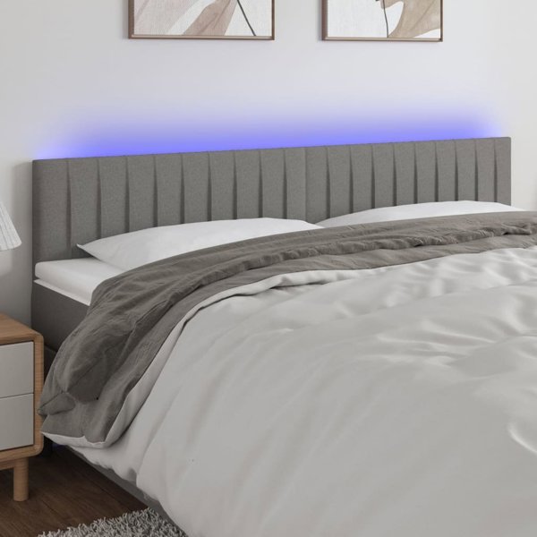 vidaXL κεφαλάρι για κρεβάτι με LED σκούρο γκρι 200x5x78/88 εκ. υφασμάτινο