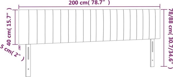 vidaXL κεφαλάρι για κρεβάτι με LED σκούρο γκρι 200x5x78/88 εκ. υφασμάτινο