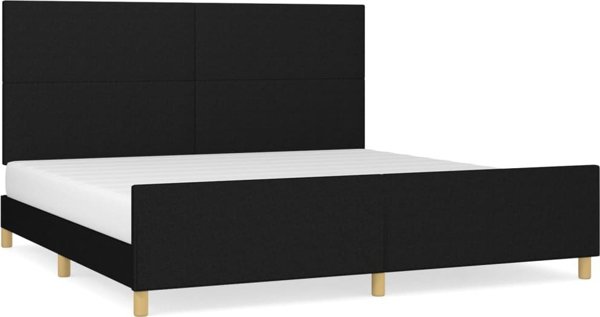 vidaXL Rama κρεβατιού με προσκέφαλο, μαύρη, 200x200 εκ., επενδυμένη με ύφασμα