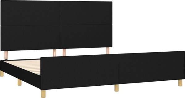 vidaXL Rama κρεβατιού με προσκέφαλο, μαύρη, 200x200 εκ., επενδυμένη με ύφασμα