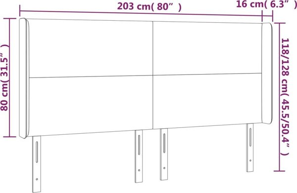 vidaXL Κεφαλάρι Uszak τσόχα τσόπα 203x16x118/128 εκ