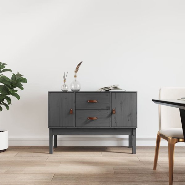 vidaXL Szafka, szara, 110x40x78 cm, lite drewno sosnowe