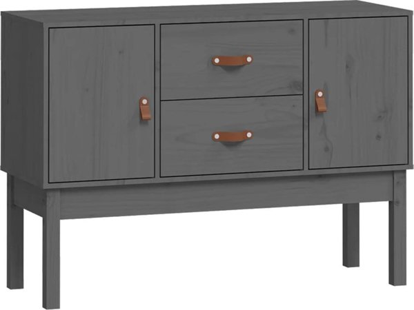 vidaXL Szafka, szara, 110x40x78 cm, lite drewno sosnowe