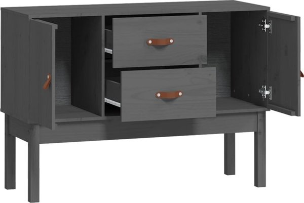 vidaXL Szafka, szara, 110x40x78 cm, lite drewno sosnowe