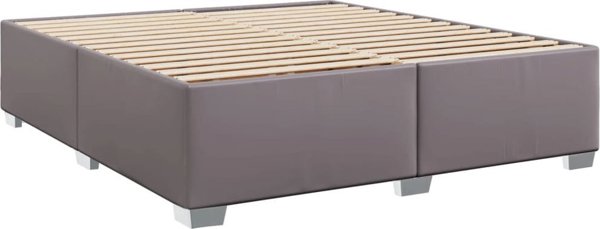 vidaXL Lozko kontynentalne z materacem szare ekoskora 200x200 cm