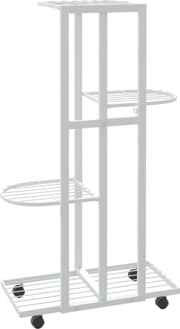 vidaXL Kwietnik z 4 polkami i kolkami, 44x23x80 cm, bialy, zelazny