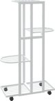 vidaXL Kwietnik z 4 polkami i kolkami, 44x23x80 cm, bialy, zelazny