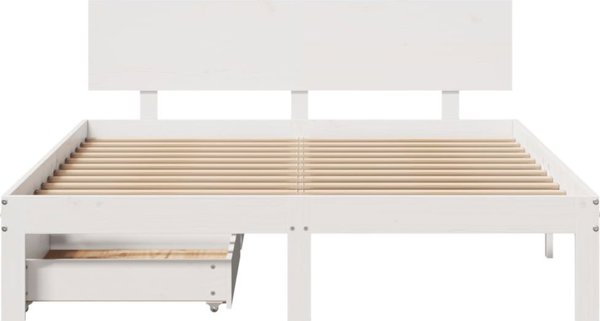 vidaXL Rama lozka z szufladami biala 140x200 cm sosnowa