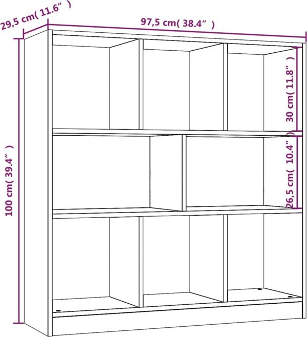 vidaXL Ράφι βιβλίων, καφέ δρυς, 97,5x29,5x100 εκ.