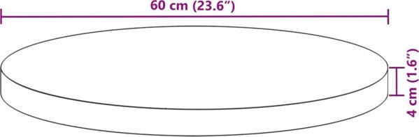 vidaXL Πλάτος Τραπεζιού, Στρογγυλό, 60x4 εκ., Μασίφ Ξύλο Ακακίας