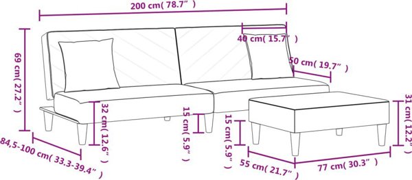 vidaXL Σετ 2 τεμαχίων καθιστικού με μαξιλάρια, ανοιχτό γκρι, βελούδο