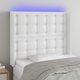 vidaXL Zaglowek do lozka z LED, bialy, 83x16x118/128 cm, sztuczna skora