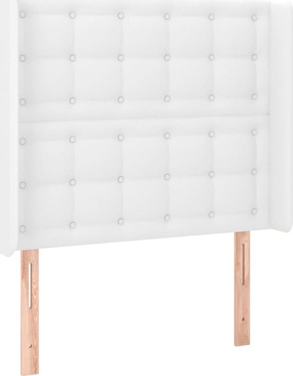 vidaXL Zaglowek do lozka z LED, bialy, 83x16x118/128 cm, sztuczna skora