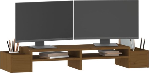 vidaXL Βάση Οθόνης, Μέλι Καφέ, 100x27,5x15 εκ., Μασίφ Πεύκο