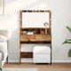 Τουαλέτα Μακιγιάζ vidaXL με Συρτάρι και Ράφι, Παλαιωμένο Ξύλο, 80x41x134,5 εκ.