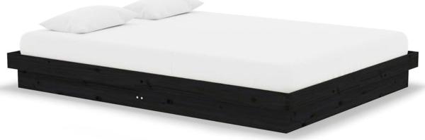 vidaXL Rama lozka czarna lite drewno 140x190 cm