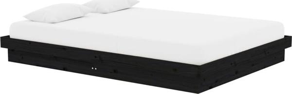 vidaXL Rama lozka czarna lite drewno 140x190 cm