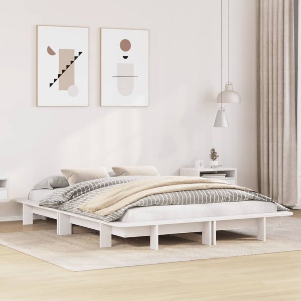 vidaXL Rama κρεβατιού χωρίς στρώμα, λευκή, 120x200 εκ, πεύκο