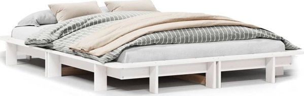 vidaXL Rama κρεβατιού χωρίς στρώμα, λευκή, 120x200 εκ, πεύκο