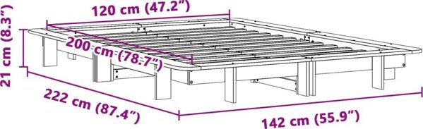 vidaXL Rama κρεβατιού χωρίς στρώμα, λευκή, 120x200 εκ, πεύκο