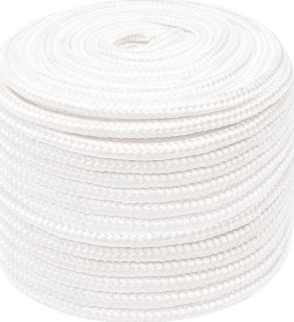 vidaXL Λευκό μονόχρωμο ναυτικό σχοινί 12 mm, 50 m, πολυπροπυλένιο