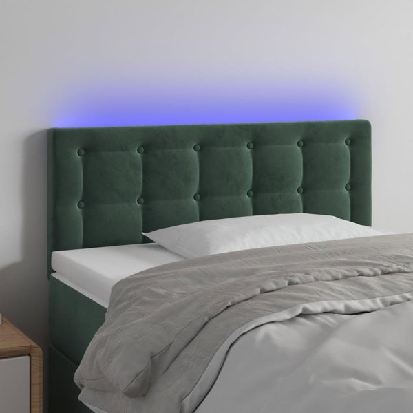 vidaXL κεφαλάρι κρεβατιού με LED, σκούρο πράσινο, 90x5x78/88 εκ, βελούδο