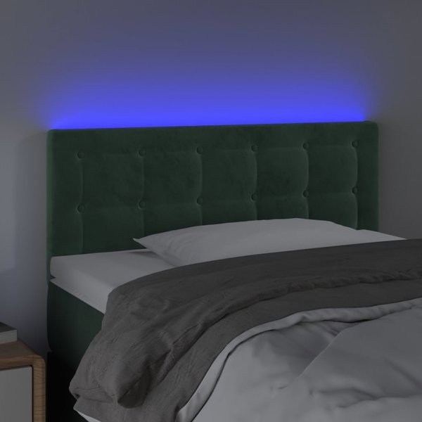 vidaXL κεφαλάρι κρεβατιού με LED, σκούρο πράσινο, 90x5x78/88 εκ, βελούδο