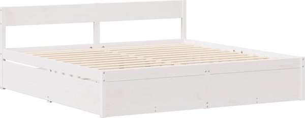 vidaXL Κρεβάτι χωρίς στρώμα, λευκό, 200x200 εκ., μασίφ πεύκο