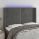 vidaXL Κεφαλάρι κρεβατιού με LED, σκούρο γκρι, 147x16x118/128 cm, βελούδο