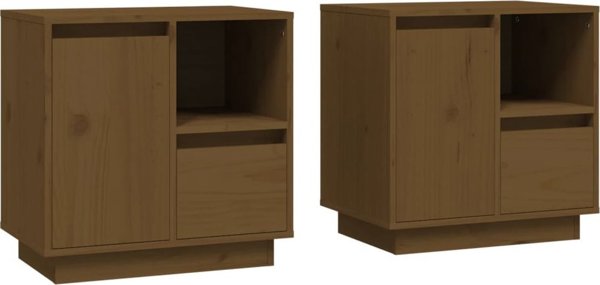 vidaXL Σετ 2 Κομοδίνα Μέλισσα Καφέ 50x34x50 cm από Πεύκο