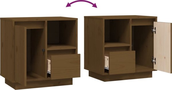 vidaXL Σετ 2 Κομοδίνα Μέλισσα Καφέ 50x34x50 cm από Πεύκο