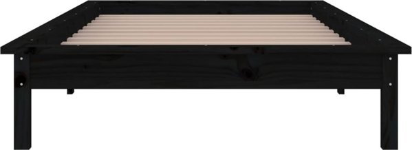 vidaXL Πλαίσιο κρεβατιού με LED, μαύρο, 90x190 cm, μονό, από μασίφ ξύλο