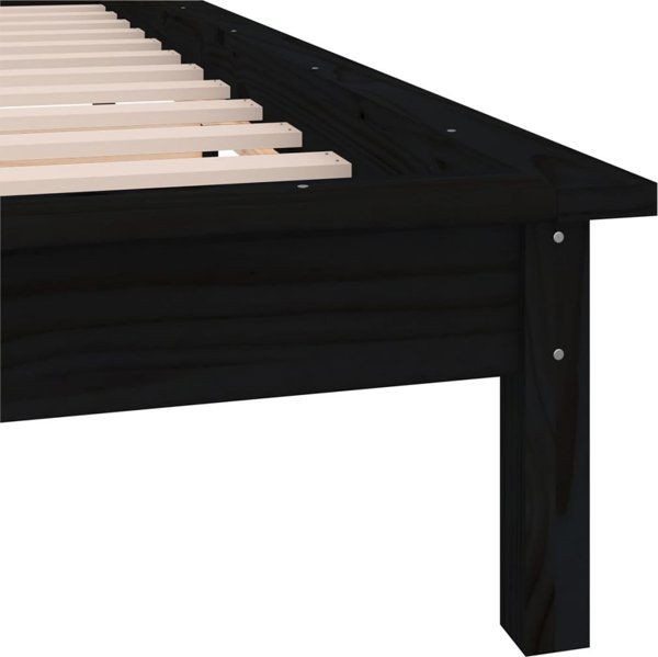 vidaXL Πλαίσιο κρεβατιού με LED, μαύρο, 90x190 cm, μονό, από μασίφ ξύλο