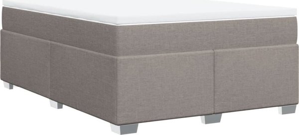 vidaXL Lozko kontynentalne z materacem, taupe, tkanina, 140x190 cm