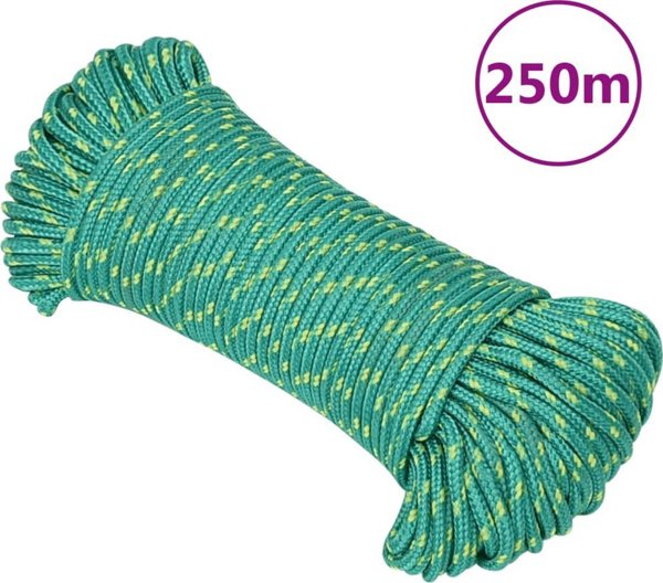 vidaXL Linka zeglarska, zielona, 5 mm, 250 m, polipropylen
