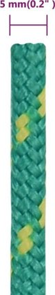 vidaXL Linka zeglarska, zielona, 5 mm, 250 m, polipropylen