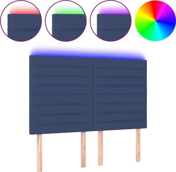 vidaXL Zaglowek do lozka me to LED, mple, 144x5x118/128 cm, tkanina