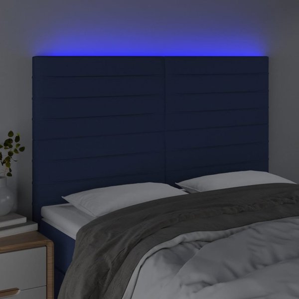 vidaXL Zaglowek do lozka me to LED, mple, 144x5x118/128 cm, tkanina