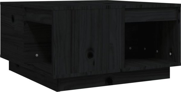vidaXL Stolik kawowy, czarny, 60x61x32,5 cm, lite drewno sosnowe