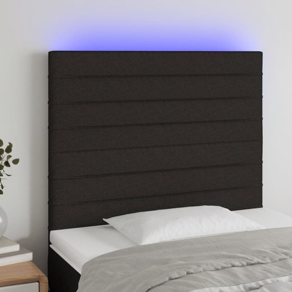 vidaXL Κεφαλάρι για κρεβάτι με LED μαύρο 100x5x118/128 εκ. ύφασμα