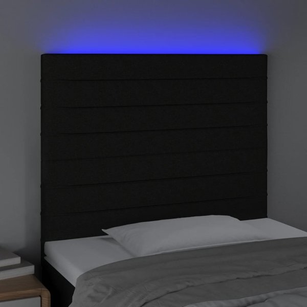 vidaXL Κεφαλάρι για κρεβάτι με LED μαύρο 100x5x118/128 εκ. ύφασμα