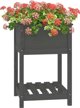 vidaXL Πλαστική γλάστρα με ράφι, γκρι, 54x54x81 εκ., συμπαγές πεύκο