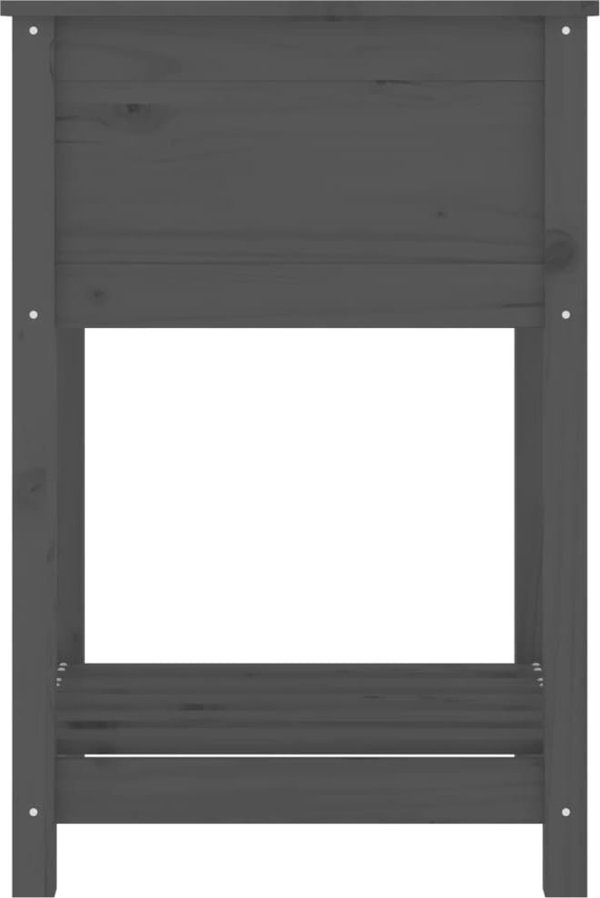 vidaXL Πλαστική γλάστρα με ράφι, γκρι, 54x54x81 εκ., συμπαγές πεύκο