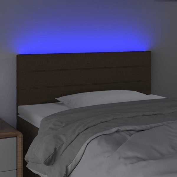 vidaXL Zaglowek do lozka z LED, ciemnobrazowy, 100x5x78/88 cm, tkanina
