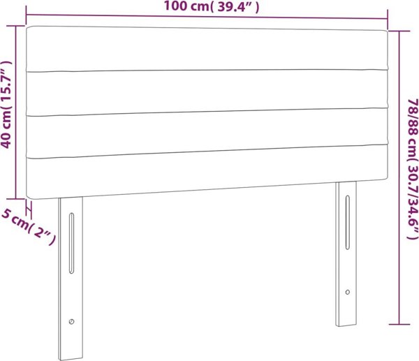 vidaXL Zaglowek do lozka z LED, ciemnobrazowy, 100x5x78/88 cm, tkanina